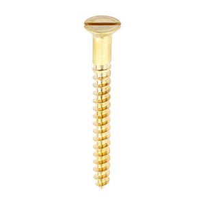 TIMCO 10 x 2 50mm Solid Brass Timber Screws - SLOT - Countersunk (5055893374887) Box 100 Pieces 00102CBS