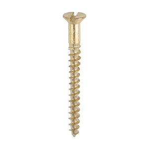 TIMCO 6 x 1 1/2 40mm Solid Brass Timber Screws - SLOT - Countersunk (5055893374795) Box 200 Pieces 06112CBS