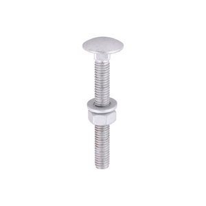 TIMCO M6 x 50 Carriage Bolts Hex Nuts & Form A Washers - Dome - Exterior - Silver (5055893385760) TIMbag 10 Pieces 0650CBI