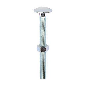 TIMCO M6 x 65 Carriage Bolts & Hex Nuts - Zinc (5055331800831) Box 100 Pieces 0665CB