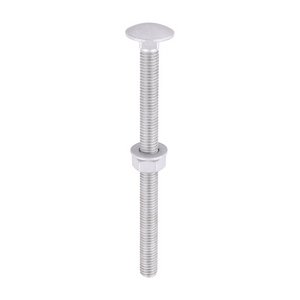 TIMCO M8 x 110 Carriage Bolts Hex Nuts & Form A Washers - Dome - Exterior - Silver (5055893385821) TIMbag 10 Pieces 08110CBI