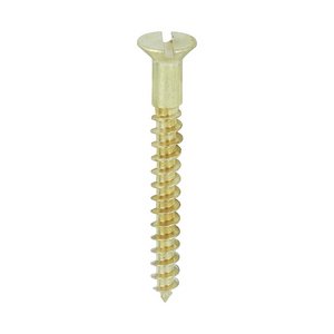 TIMCO 8 x 1 1/2 40mm Solid Brass Timber Screws - SLOT - Countersunk (5055893374849) Box 200 Pieces 08112CBS