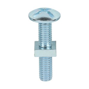 TIMCO M8 x 40 Roofing Bolts with Square Nuts - Zinc (5055331803580) Box 100 Pieces 0840RB
