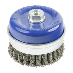 TIMCO 100mm Angle Grinder Cup Brush - Twisted Knot Stainless Steel (5055893328422) Blister Pack 1 Each 100TCTSS