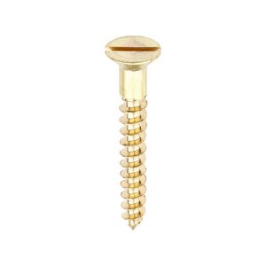 TIMCO 10 x 1 1/2 40mm Solid Brass Timber Screws - SLOT - Countersunk (5055893374870) Box 200 Pieces 10112CBS