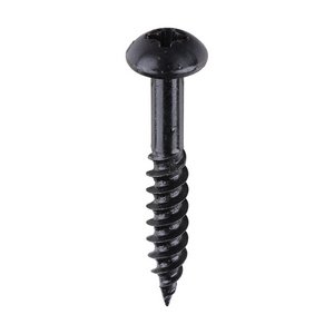 TIMCO 10 x 1 1/4 30mm Blackjax Woodscrews - PZ - Round - Black Organic (5055017506163) Box 200 Pieces 10114BJC