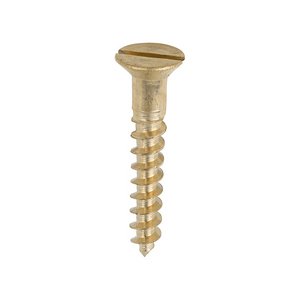 TIMCO 10 x 1 1/4 30mm Solid Brass Timber Screws - SLOT - Countersunk (5055893374863) Box 200 Pieces 10114CBS