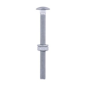 TIMCO M10 x 120 Carriage Bolts Hex Nuts & Form A Washers - Dome - Exterior - Silver (5055893385876) TIMbag 10 Pieces 10120CBI