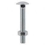 TIMCO M10 x 120 Carriage Bolts & Hex Nuts - Stainless Steel (5055893368978) TIMpac 2 Pieces 10120CBSSP