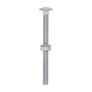 TIMCO M10 x 130 Carriage Bolts Hex Nuts & Form A Washers - Dome - Exterior - Silver (5055893385883) TIMbag 10 Pieces 10130CBI