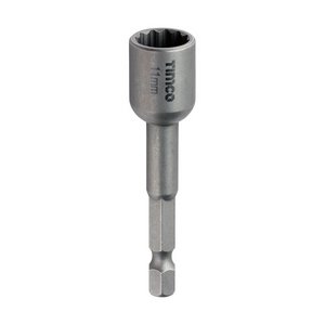 TIMCO 11 x 65 Magnetic Socket Driver Bit - Bi-Hex (5055331897305) Blister Pack 1 Each 11BHSDB