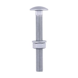 TIMCO M12 x 100 Carriage Bolts Hex Nuts & Form A Washers - Dome - Exterior - Silver (5055893385920) TIMbag 10 Pieces 12100CBI