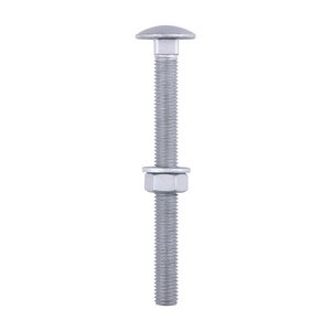 TIMCO M12 x 130 Carriage Bolts Hex Nuts & Form A Washers - Dome - Exterior - Silver (5055893385937) TIMbag 10 Pieces 12130CBI
