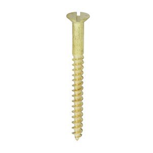 TIMCO 12 x 2 1/2 60mm Solid Brass Timber Screws - SLOT - Countersunk (5055893374900) Box 100 Pieces 12212CBS