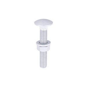 TIMCO M12 x 75 Carriage Bolts Hex Nuts & Form A Washers - Dome - Exterior - Silver (5055893385913) TIMbag 10 Pieces 1275CBI