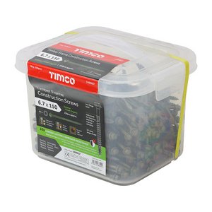 TIMCO 6.7 x 150 150mm Timber Frame Construction & Landscaping Screws - Hex - Exterior - Green Organic (5056110883045) Tub 250 Pieces 150INLT