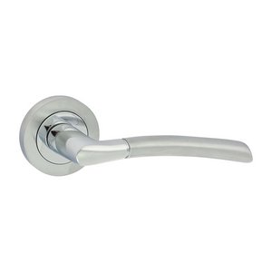 TIMCO 51mm Shavington Lever On Rose Handles - Polished & Satin Chrome (5056110889511) Blister Pack 1 Pairs 200006
