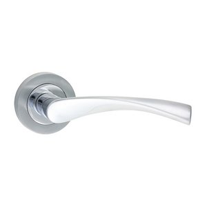 TIMCO 51mm Edleston Lever On Rose Handles - Polished & Satin Chrome (5056110889504) Blister Pack 1 Pairs 200010