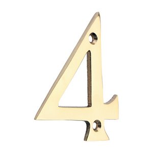 TIMCO 75mm Door Numeral 4 - Polished Brass (5056601909223) TIMpac 1 Each 200011P
