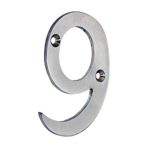 TIMCO 75mm Door Numeral 9 - Satin Chrome (5056601906741) Bag 1 Each 200052