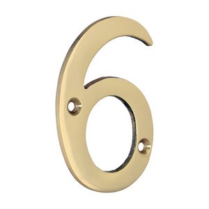 TIMCO 75mm Door Numeral 6 - Polished Brass (5056601906635) Bag 1 Each 200106