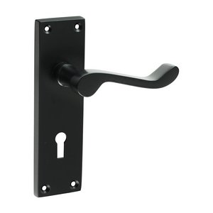 TIMCO 152 x 42 Victorian Scroll Lock Handles - Matt Black (5056110889153) Blister Pack 1 Pairs 200161