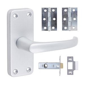 TIMCO 103 x 40 Contractors Lever Latch Door Pack - Satin Anodised Aluminium (5056110893662) Box 1 Pairs 200235