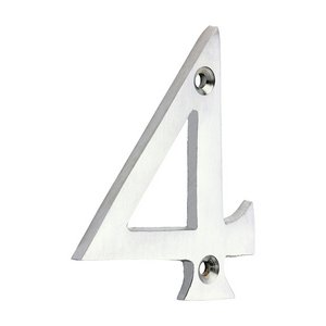TIMCO 75mm Door Numeral 4 - Satin Chrome (5056601906598) Bag 1 Each 200366