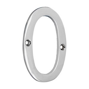 TIMCO 81mm Door Numeral 0 - Polished Chrome (5056601909117) TIMpac 1 Each 200641P