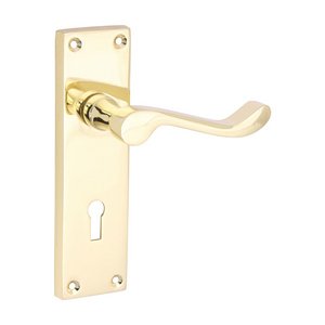 TIMCO 152 x 42 Victorian Scroll Lock Handles - Polished Brass (5056601914760) Blister Pack 1 Pairs 200671