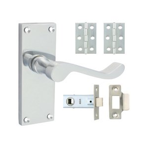 TIMCO Mixed Victorian Scroll Latch Door Pack - Satin Chrome (5056110889221) Blister Pack 1 Each 200723