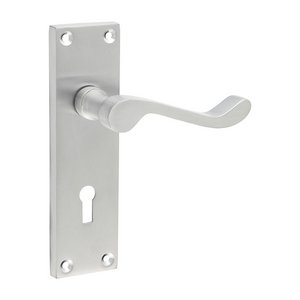 TIMCO 152 x 42 Victorian Scroll Lock Handles - Satin Chrome (5056110889184) Blister Pack 1 Pairs 200748