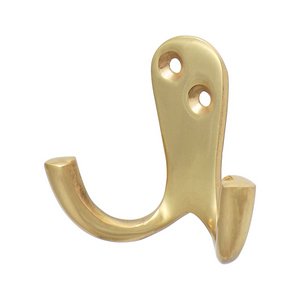 TIMCO 47 x 24mm Double Robe Hook - Polished Brass (5056110831183) Bag 1 Each 200808