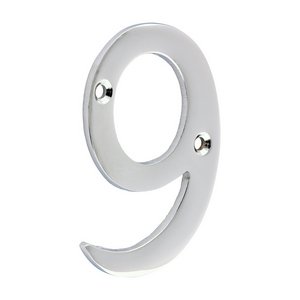 TIMCO 75mm Door Numeral 9 - Polished Chrome (5056601906734) Bag 1 Each 200811