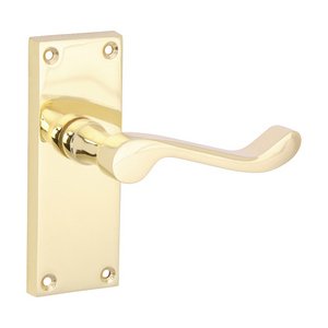 TIMCO 114 x 42 Victorian Scroll Latch Handles - Polished Brass (5056601914753) Blister Pack 1 Pairs 200835