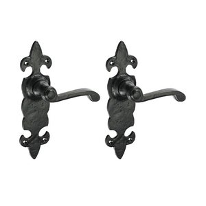 TIMCO 195 x 55 195mm Fleur De Lys Ornate Lever Latch Handles - Antique Black (5056110884394) Box 1 Pairs 200953