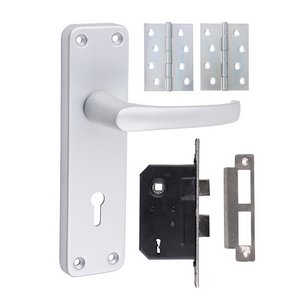 TIMCO 154 x 40 Contractors 3L Lock Door Pack - Satin Anodised Aluminium (5056110893686) Box 1 Pairs 200967
