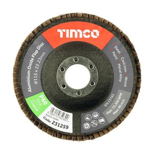 TIMCO 115 x 22.23 Set of Flap Discs - Aluminium Oxide - Type 29 Conical - 60 Grit (5056110852317) Pack 10 Pieces 231370