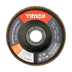 TIMCO 115 x 22.23 Set of Flap Discs - Aluminium Oxide - Type 29 Conical - 120 Grit (5056110852355) Pack 10 Pieces 231989