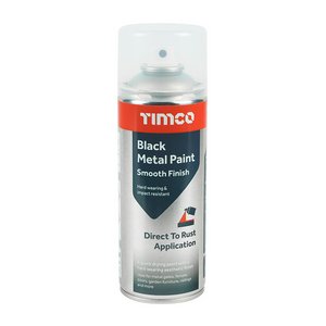 TIMCO 380ml Black Metal Paint - Smooth Finish (5056110875811) Can 1 Each 237006