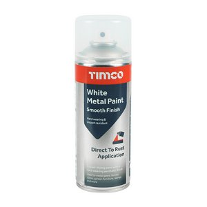 TIMCO 380ml White Metal Paint - Smooth Finish (5056110875828) Can 1 Each 237007
