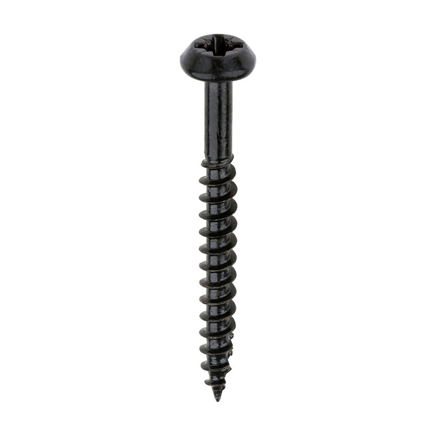 TIMCO 4.0 x 40 40mm Rainwater Screws - PZ - Low Profile Pan - Exterior - Black (5056601904952) Box 300 Pieces 40040CLARBBX