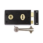 TIMCO 143 x 83mm Rim Sash Lock - Inward and Outward Keep - Black (5055893393178) TIMbag 1 Each 427695