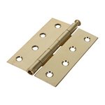 TIMCO 100 x 71 Plain Butt Hinge - Loose Pin (1840) - Electro Brass (5056110808673) Plain Bag 1 Pairs 434101