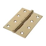 TIMCO 100 x 70 Plain Butt Hinge - Fixed Pin (1838) - Electro Brass (5056110808529) Plain Bag 1 Pairs 434167