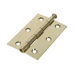 TIMCO 90 x 60 Plain Butt Hinge - Loose Pin (1840) - Electro Brass (5056110808666) Plain Bag 1 Pairs 434208