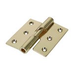 TIMCO 75 x 72 Rising Butt Hinge (466) - Left Hand - Electro Brass (5056110808949) Plain Bag 1 Pairs 434483