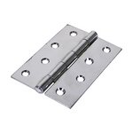 TIMCO 75 x 50 75mm Plain Butt Hinge - Fixed Pin (1838) - Polished Chrome (5056110884721) TIMpac 1 Pairs 434607P