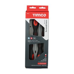 TIMCO 4pcs Screwdriver Set (5056110860596) Box 4 Pieces 468129