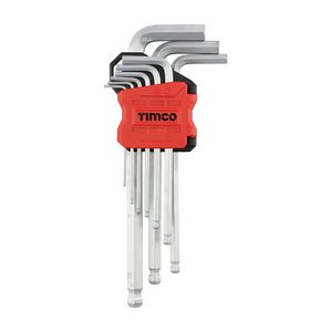 TIMCO 9pcs Long Arm Ball End Hex Key Set (5056110861630) Blister Pack 9 Pieces 468221